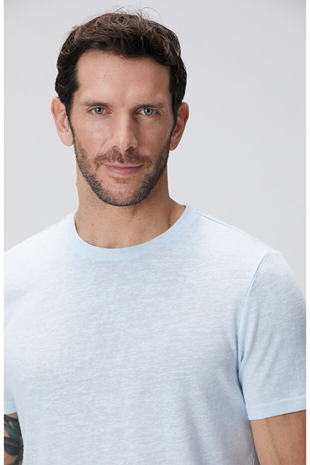 Açık Mavi Basic T-shirt - 6