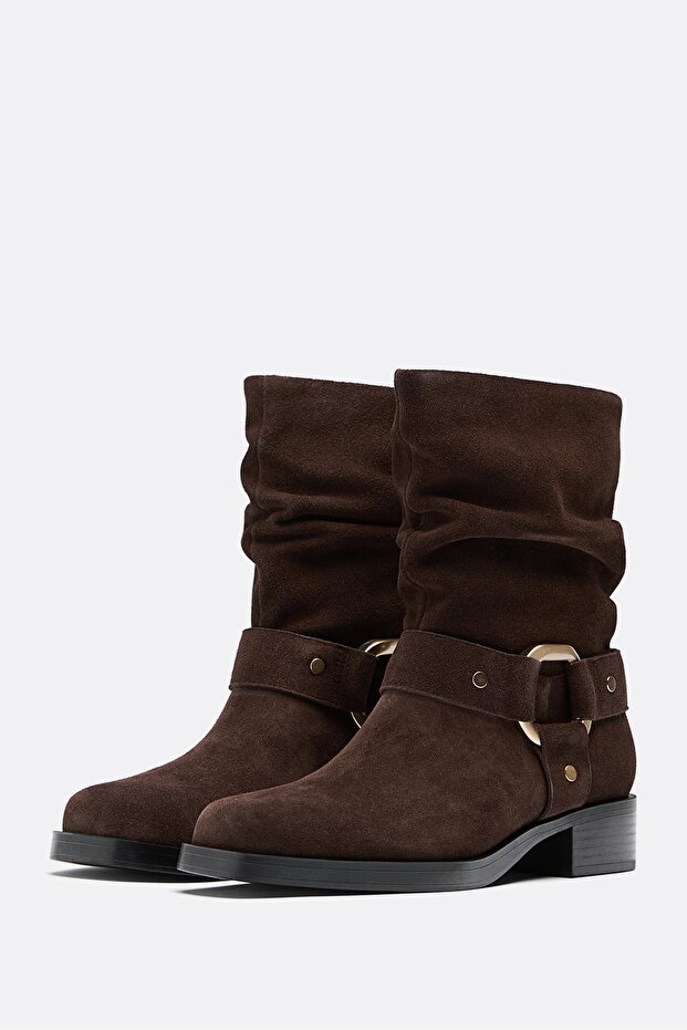 Düz deri tokalı bot - 3