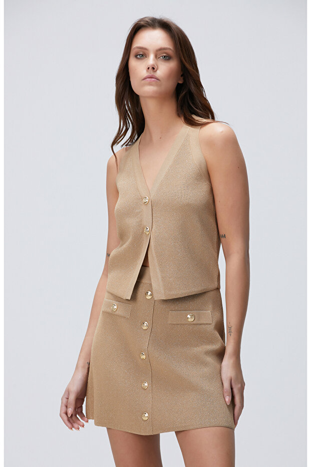 Limited Bej Mini Etek - 2