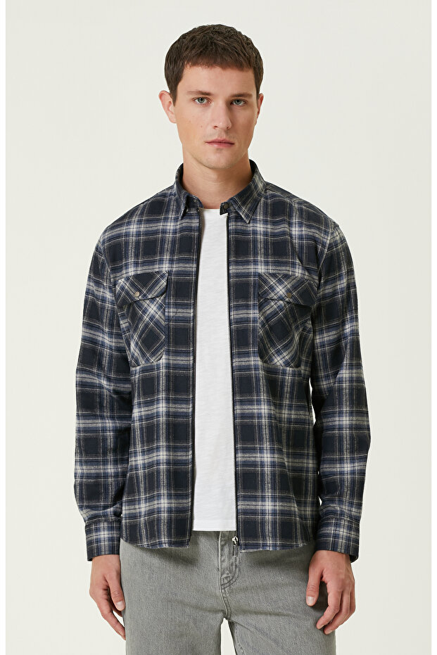 Lacivert Mavi Gömlek - 1