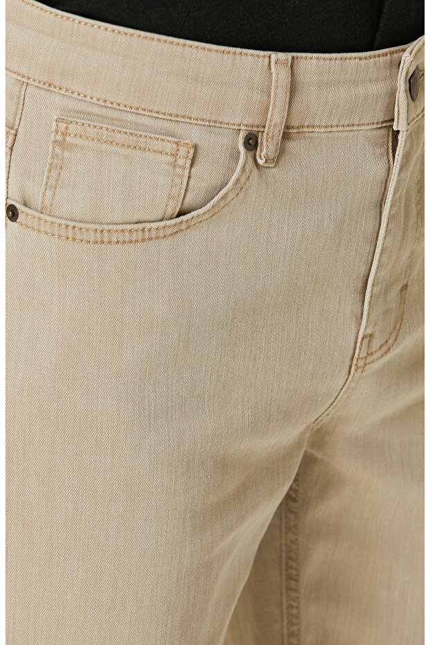 Bej Denim Pantolon - 4