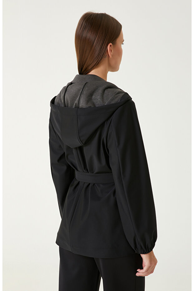 Siyah N-Tech Kemerli Ceket - 6