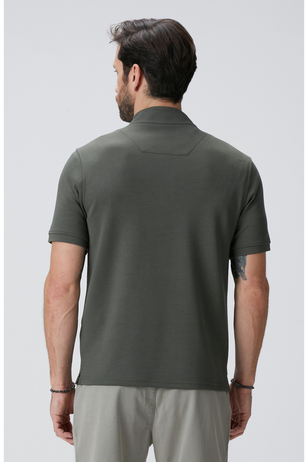 Haki Kısa Kollu Sweatshirt - 6