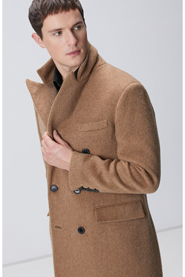 Camel Yün Karışımlı Palto - 2