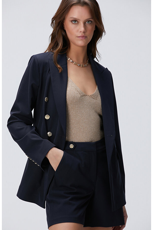 Lacivert Blazer Ceket - 5