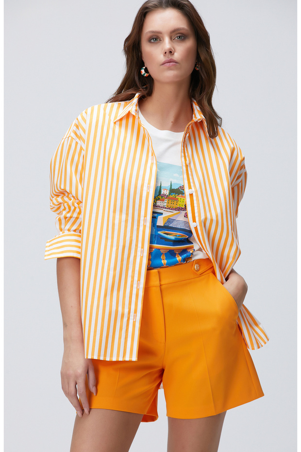 Turuncu Çizgili Gömlek - 1