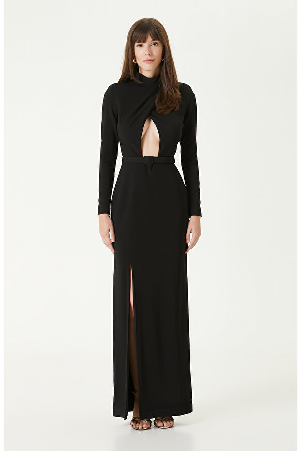 Siyah Maxi Abiye Elbise - 3