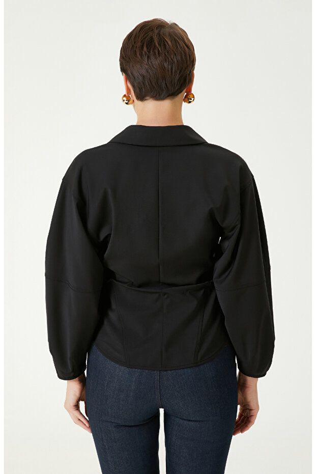 Siyah Yün Karışımlı Bluz - 6