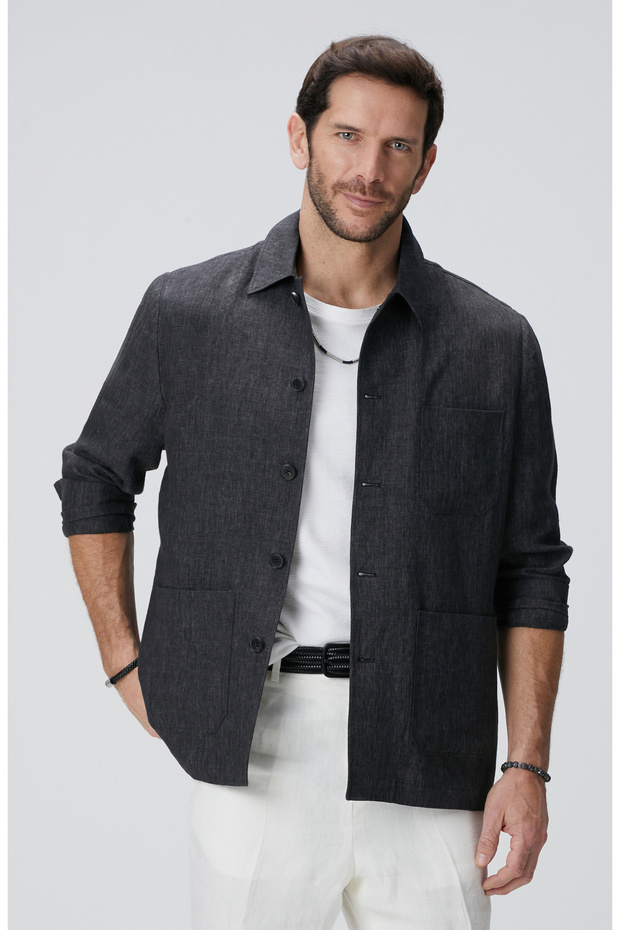 Antrasit Keten Ceket - 2