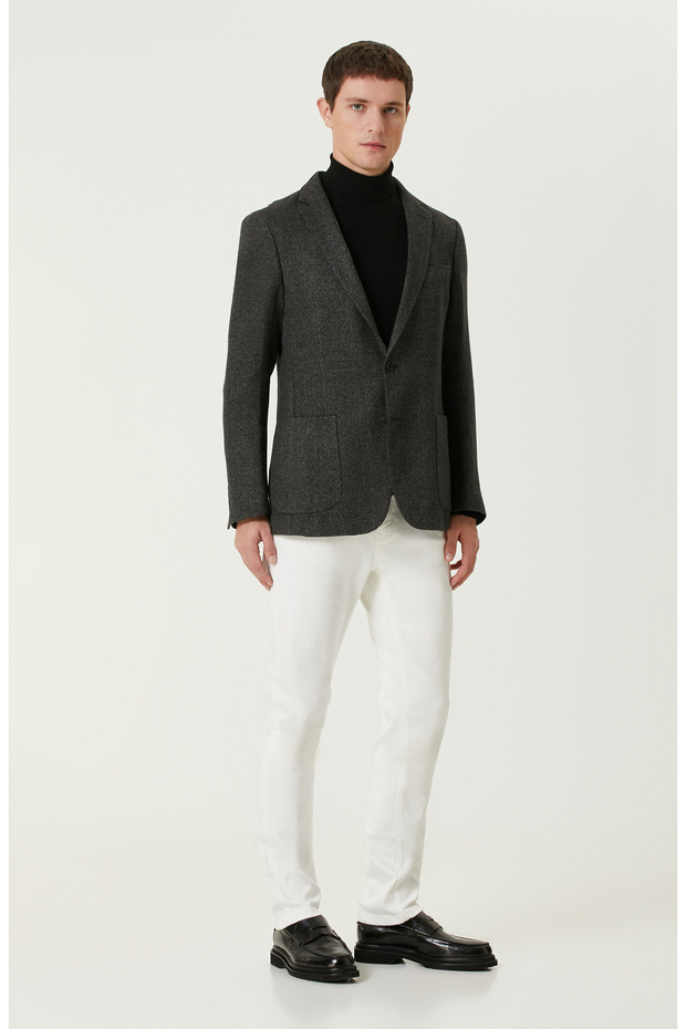 Antrasit Keten Karışımlı Ceket - 3