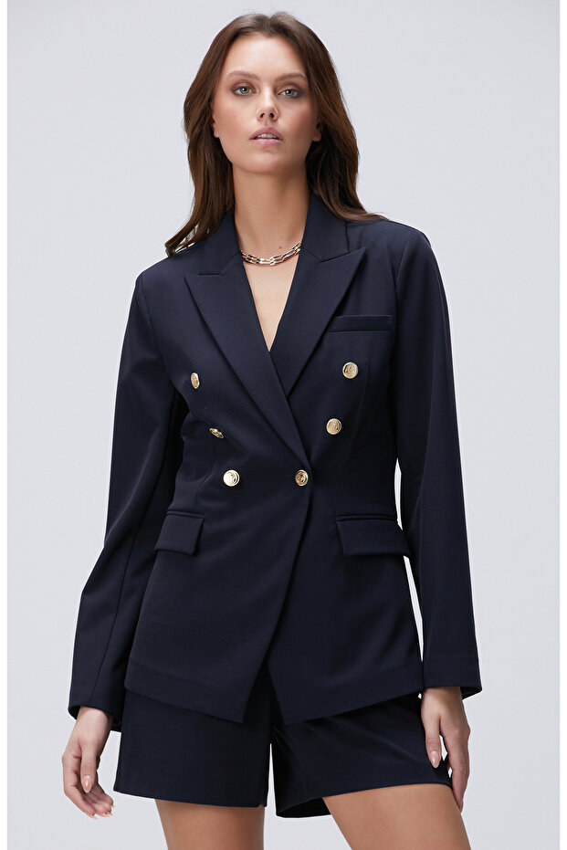 Lacivert Blazer Ceket - 1