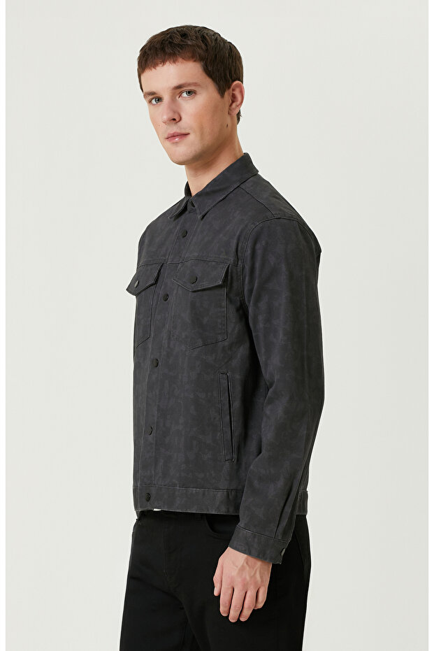 Siyah Desenli Denim Mont - 4