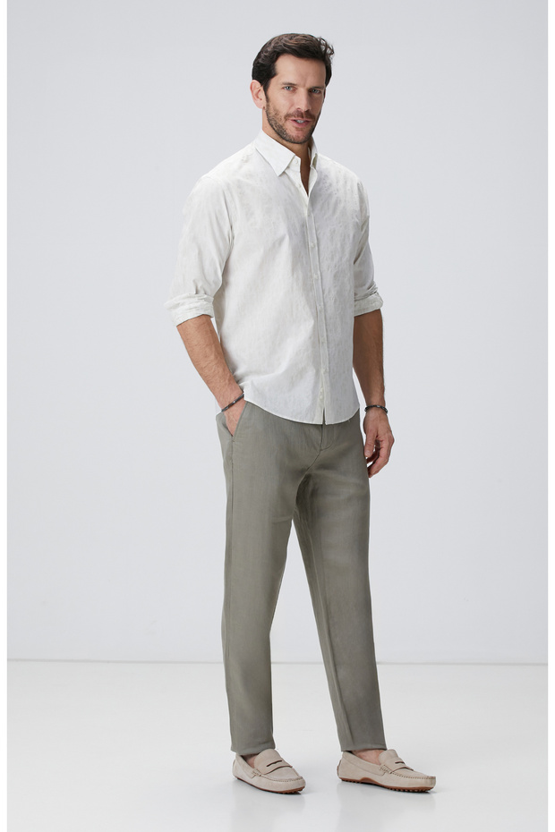 Haki Keten Pantolon - 1