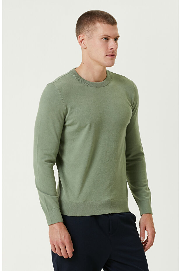 Yeşil Basic Triko Kazak - 4