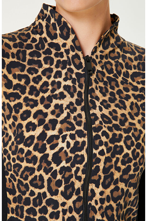 Camel Siyah N-Tech Leopar Detaylı SweaTshirt - 5