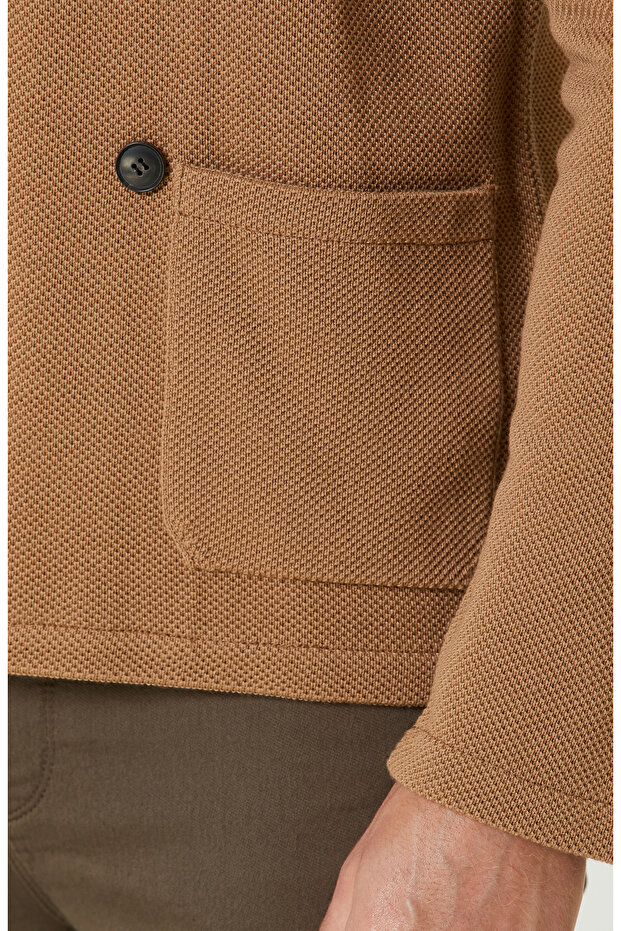 Camel Yün Karışımlı Triko Ceket - 7
