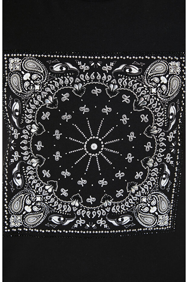 Siyah Desenli T-shirt - 5