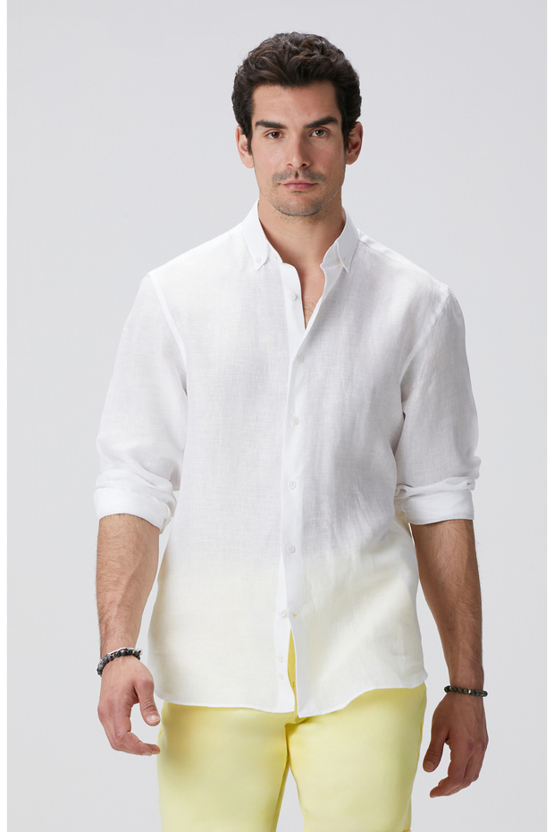 Beyaz Keten Gömlek - 1