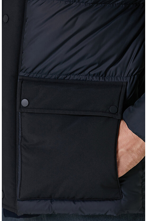 Lacivert Kapitoneli Mont - 7