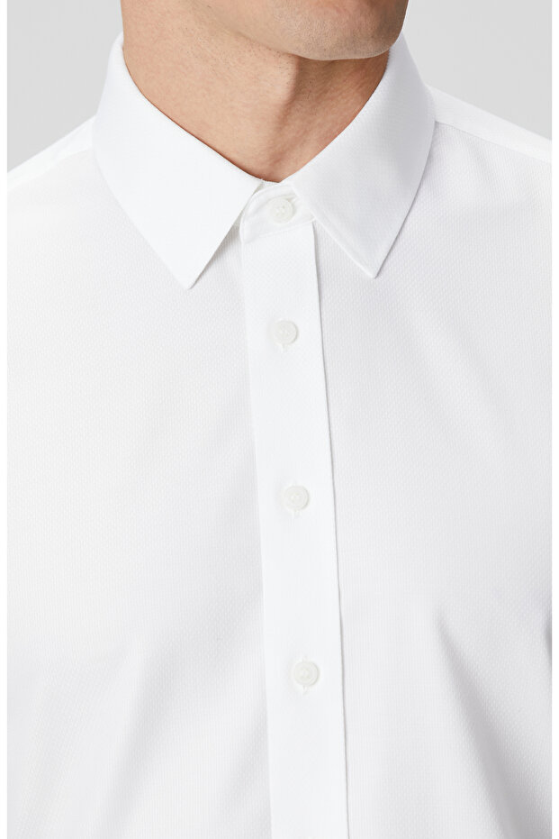 Beyaz Non-ıron Jakarlı Gömlek - 6