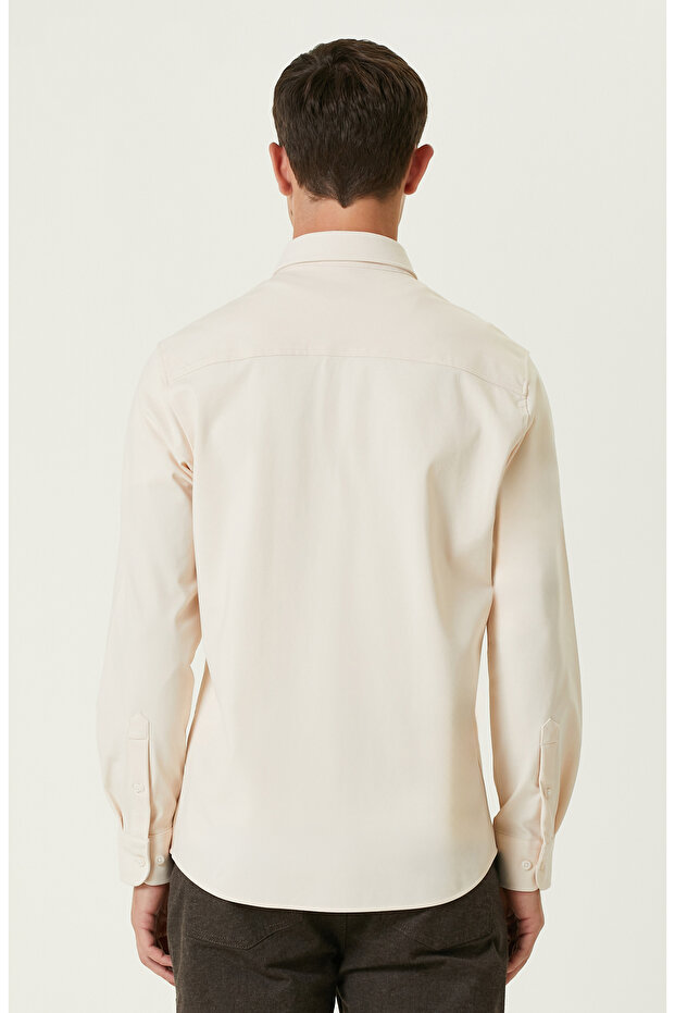 Açık Bej Limited Çift Cepli Örme Gömlek - 4