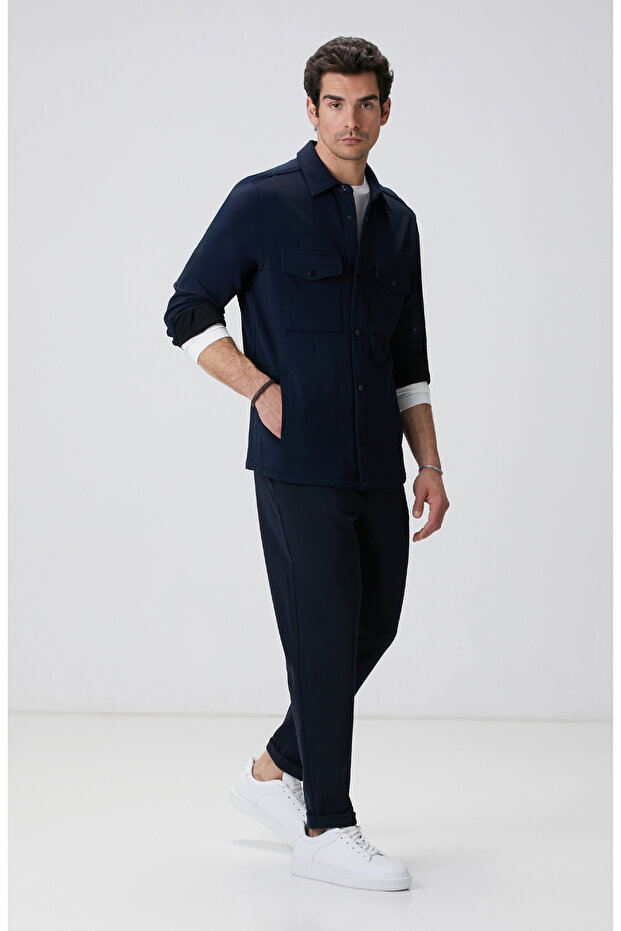N-Tech Lacivert Diyagonal Dış Gömlek - 3