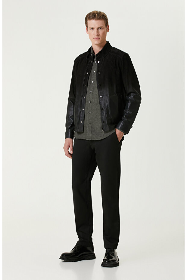 Siyah Diyagonal Pantolon - 1