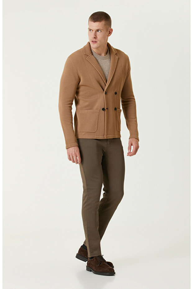 Camel Yün Karışımlı Triko Ceket - 3