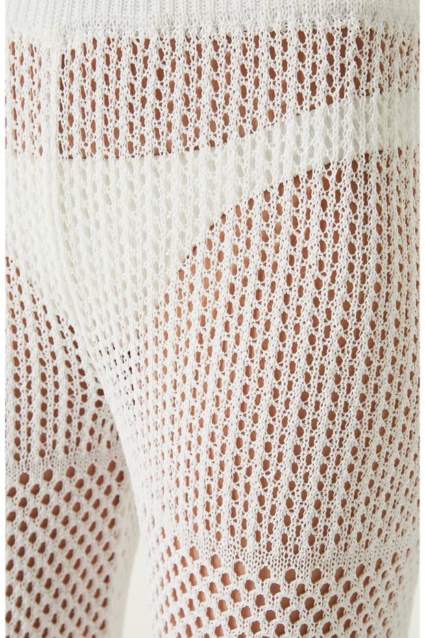 Ekru Ajurlu Plaj Pantolonu - 4