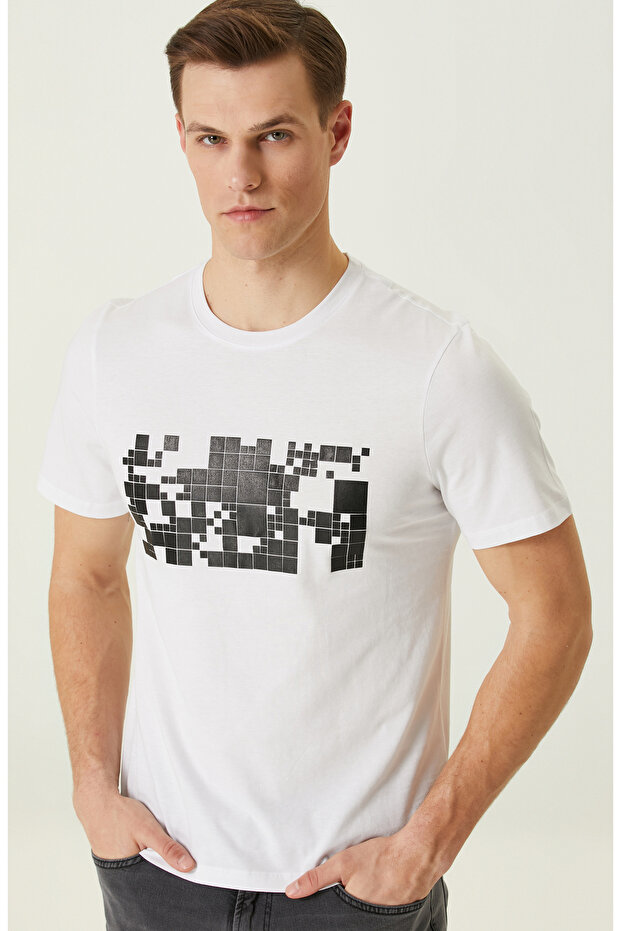 Beyaz Baskılı T-Shirt - 2