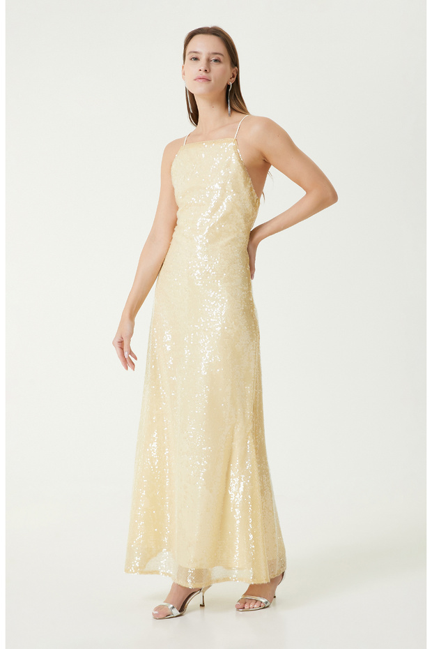 Açık Sarı Abiye Elbise - 4