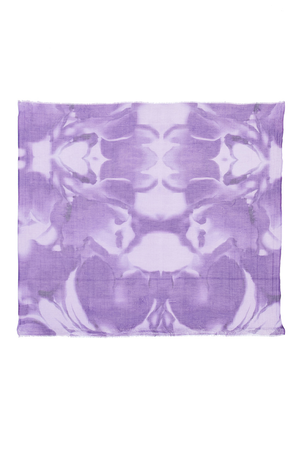 Mor Desenli Keten Eşarp - 1