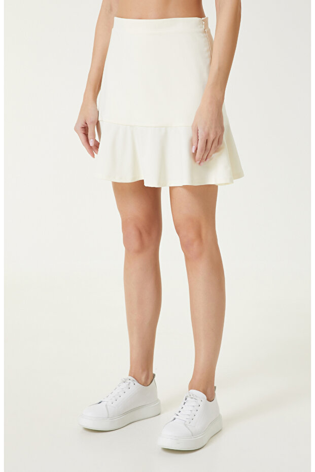 Ekru Mini Etek - 3