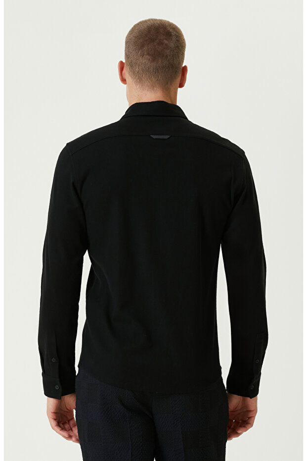 Siyah Slim Fit Gömlek - 5