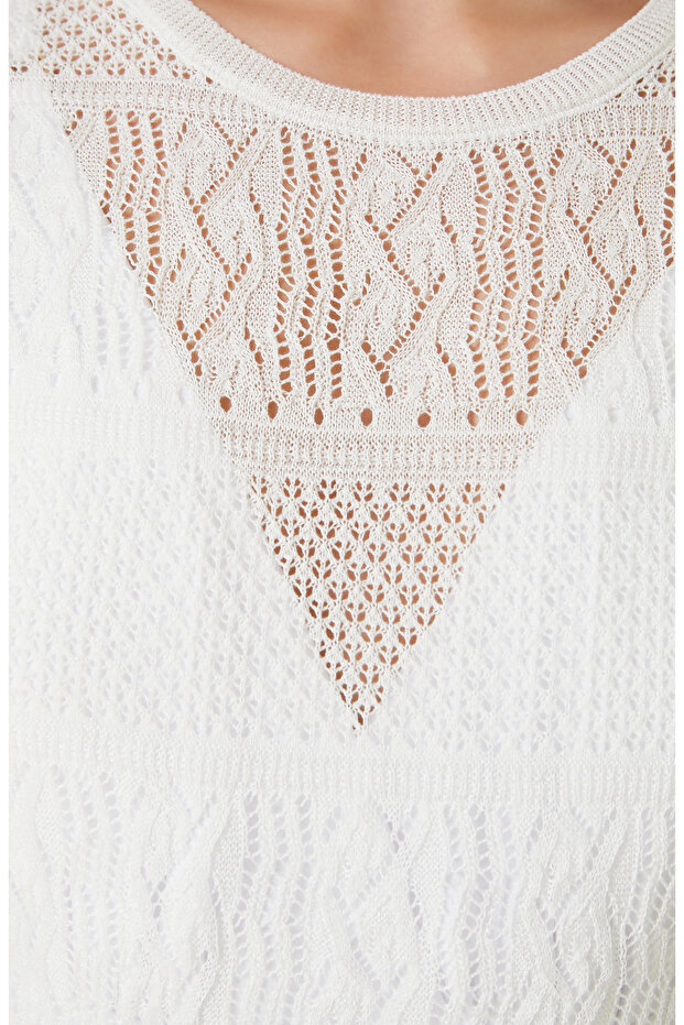 Beyaz Maksi Plaj Elbisesi - 5