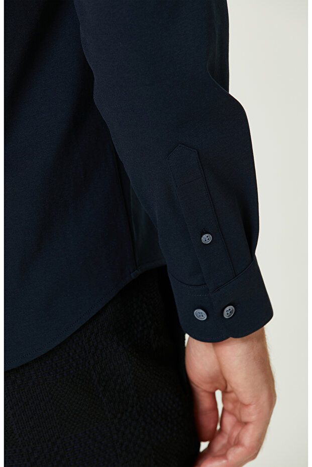 Lacivert Çift Cepli Gömlek - 7