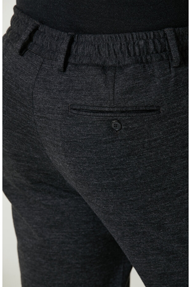 Antrasit Yün Karışımlı Örme Pantolon - 5