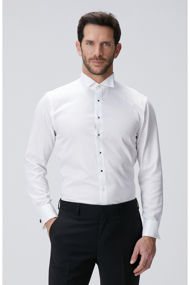 Beyaz Non-ıron Smokin Gömlek - 3