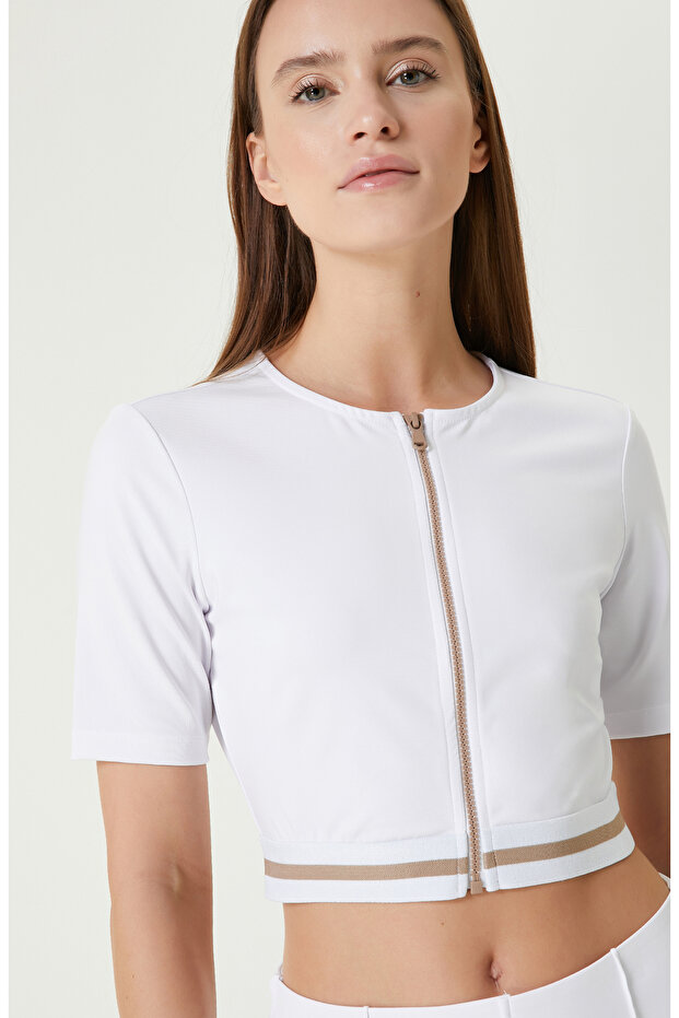 N-Tech Kırık Beyaz Crop Bluz - 2