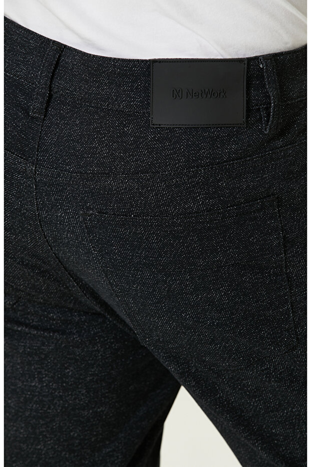 Siyah Denim Görünümlü Casual Pantolon - 5