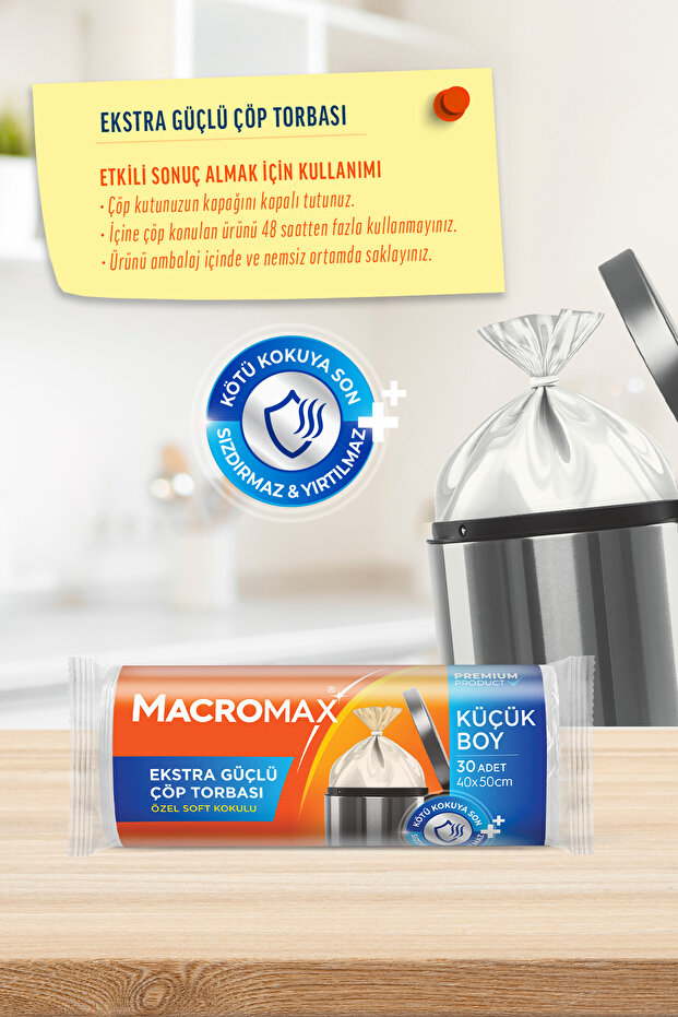 Ekstra Güçlü Çöp Torbası Küçük Boy 40x50 Cm, Soft Kokulu 30 Adet - 2
