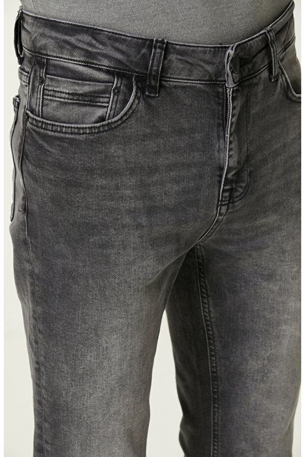 Gri Denim Pantolon - 4
