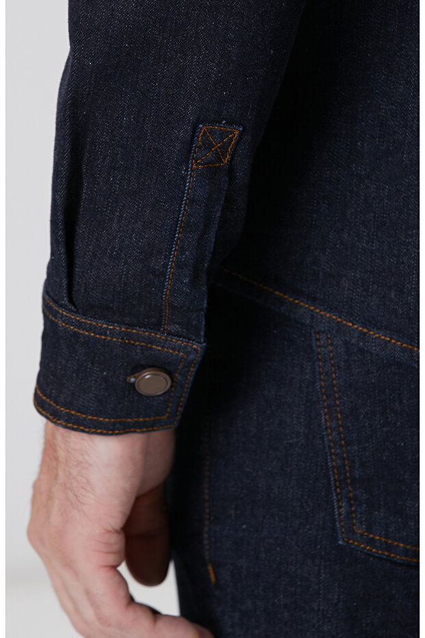 Lacivert Denim Gömlek - 7