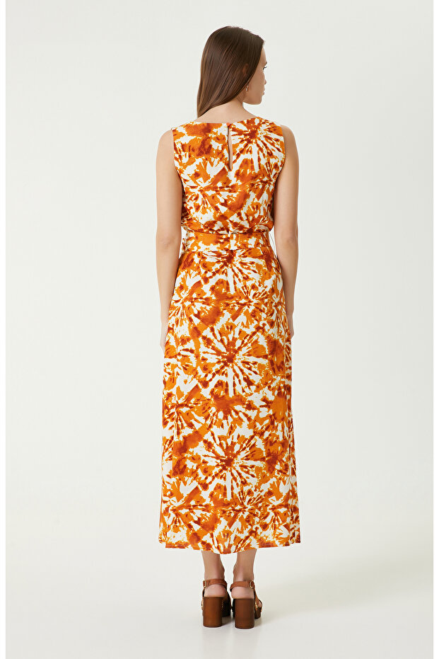 Turuncu Keten Elbise - 6