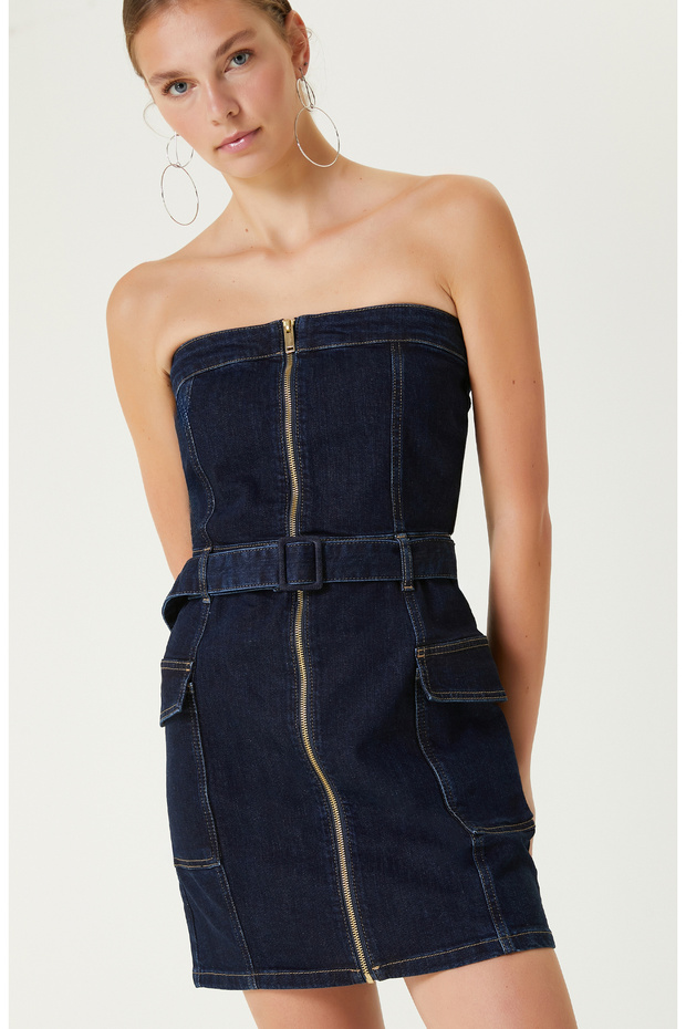 İndigo Denim Elbise - 2