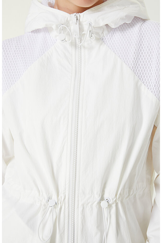N-Tech Beyaz Kapüşonlu Mont - 5