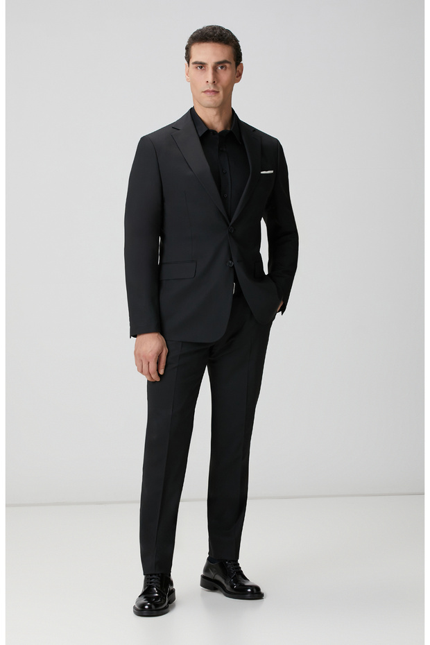 Siyah Non-Iron Saten Gömlek - 3