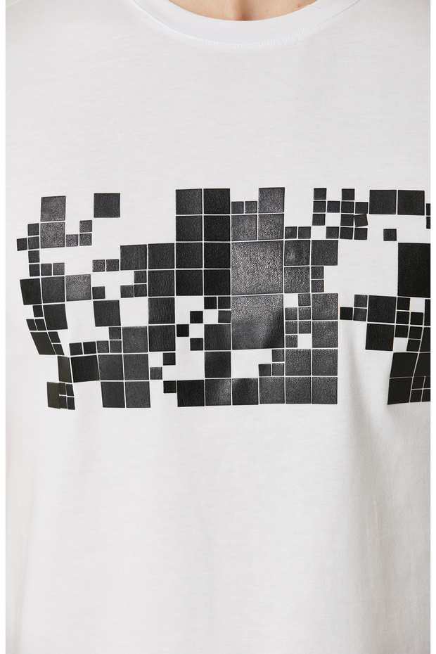 Beyaz Baskılı T-Shirt - 7