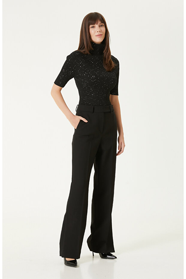 Siyah Payetli Triko Kazak - 4