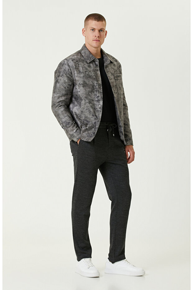 Antrasit Yün Karışımlı Örme Pantolon - 1